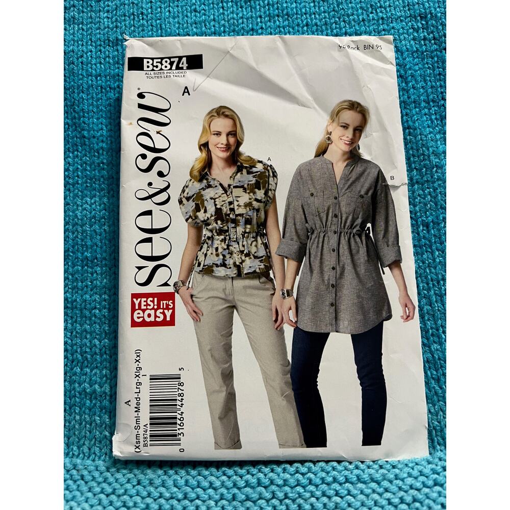 Butterick 5874 pattern top tunic size XS S M L XL XXL